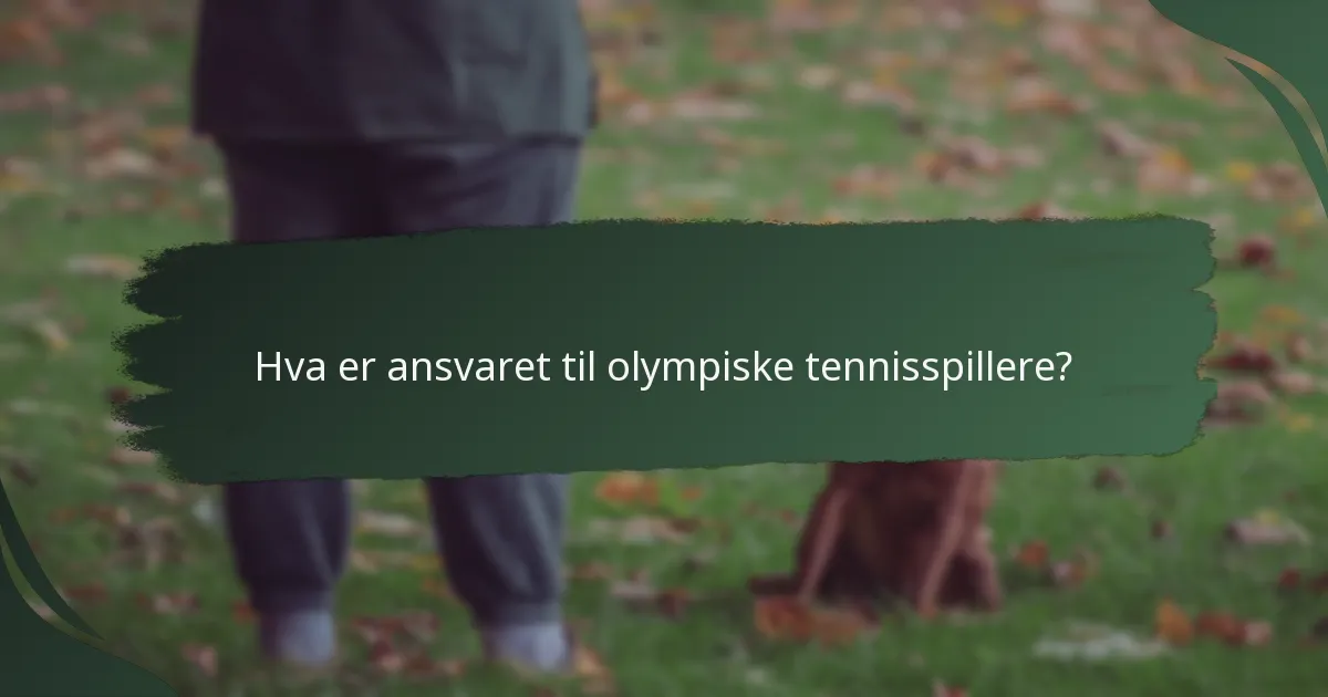 Hva er ansvaret til olympiske tennisspillere?