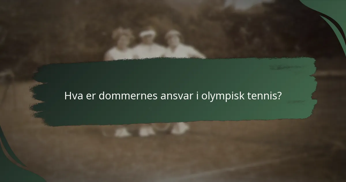 Hva er dommernes ansvar i olympisk tennis?