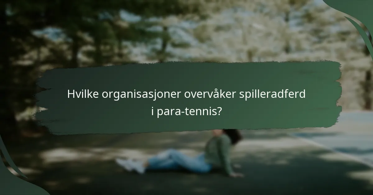 Hvilke organisasjoner overvåker spilleradferd i para-tennis?