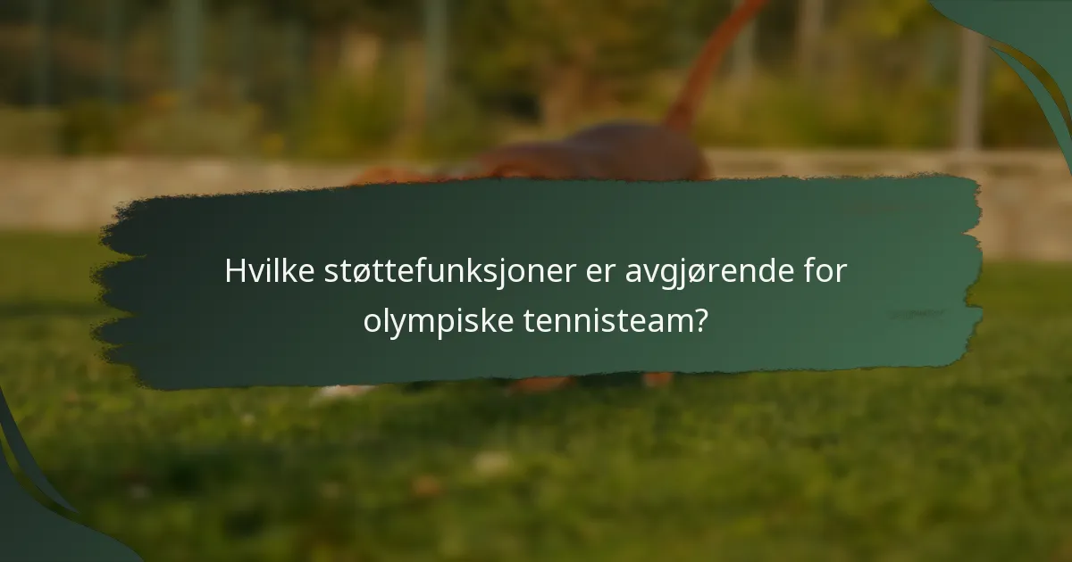 Hvilke støttefunksjoner er avgjørende for olympiske tennisteam?
